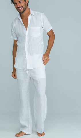 MENS PURE LINEN casual full length pant