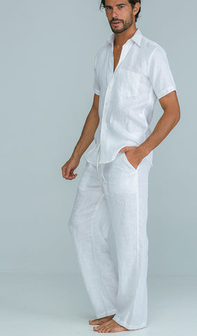 MENS PURE LINEN casual full length pant